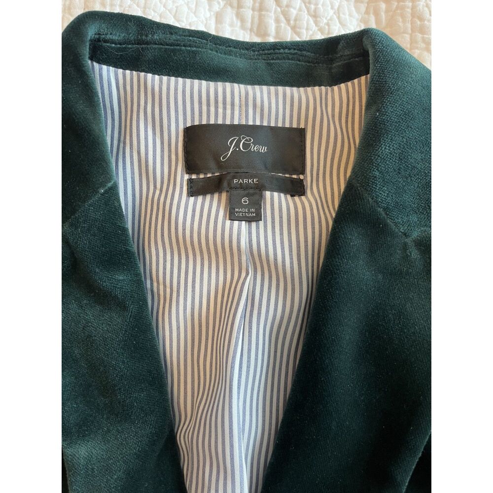 J Crew Parke Blazer Jacket Velvet Sz 6 Old Forest Green Luxe Academia Whimsigoth - Picture 4 of 14